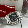 Cartier Santos Skeleton Watch Green Skeleton Dial Silver Stainless Steel Bracelet (Copy)