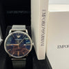 Emporio Armani Black Dial Silver Mesh Bracelet Watch (Copy)