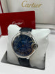 Cartier Ballon Bleu automatique cuir Watch Blue Dial Black Leather Strap (Copy)