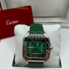 Cartier Santos Watch Green Dial Silver Stainless Steel Bracelet (Copy)