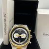 Emporio Armani Chronograph Watch Black Dial Two-Tone Gold & Silver Stainless Steel Bracelet (Copy)