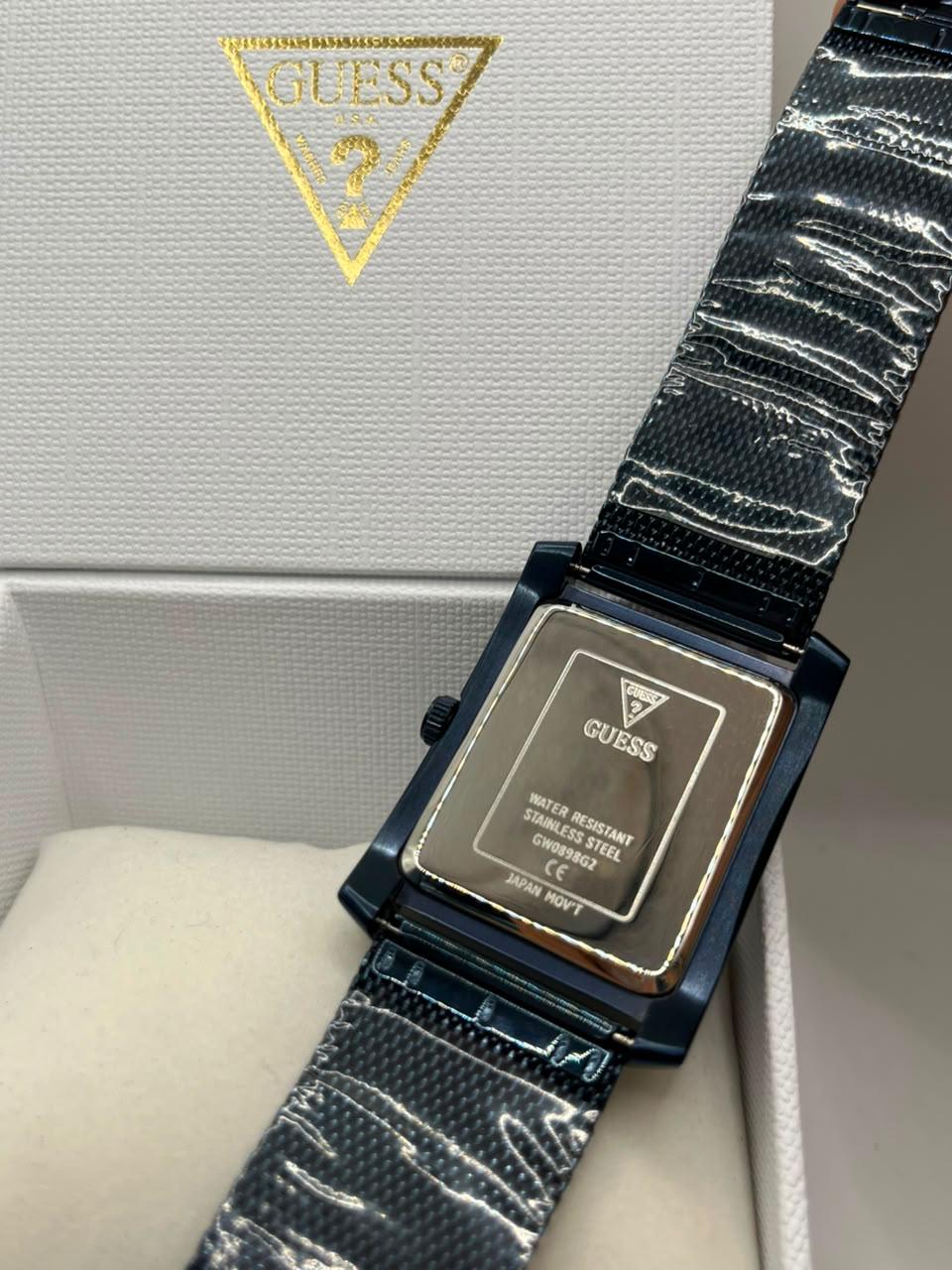Guess Dress Watch Blue Dial Black Stainless Steel Mesh Bracelet (Copy)
