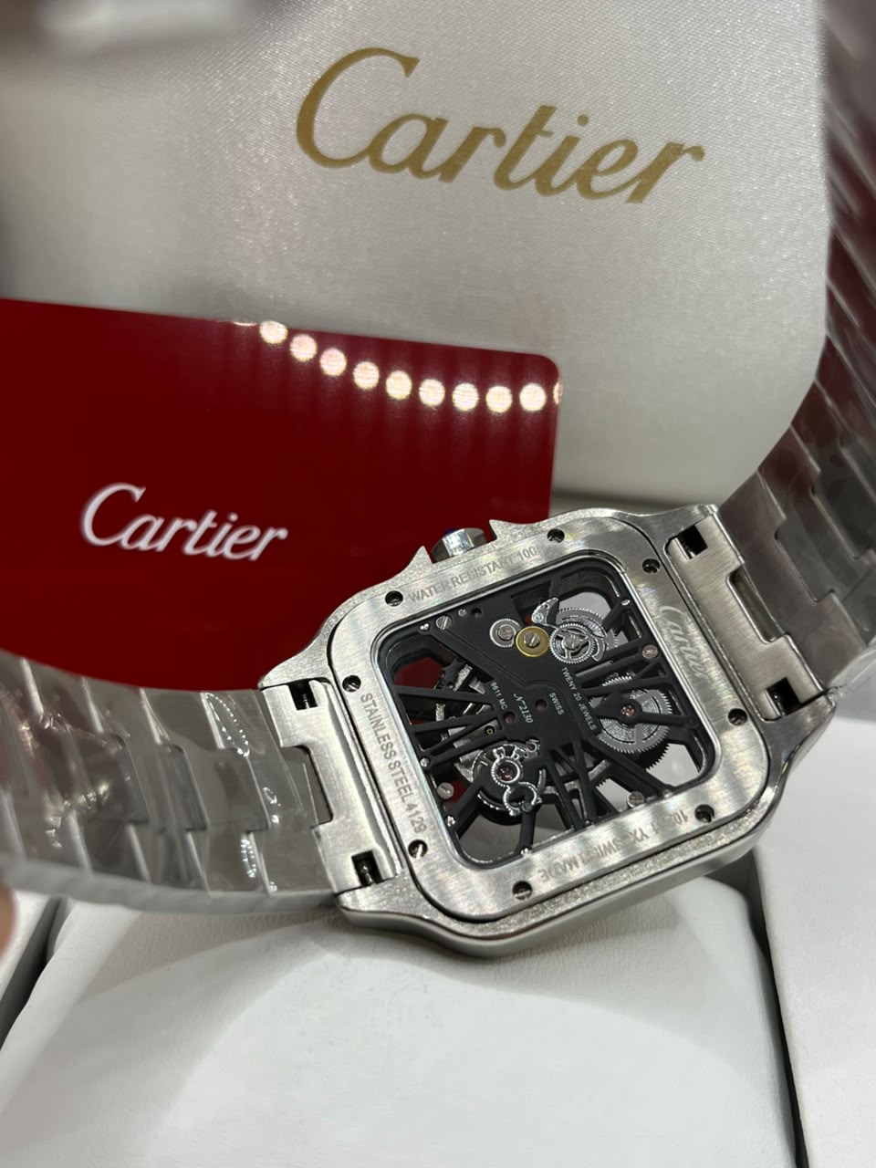 Cartier Santos Skeleton Watch Skeleton Dial Two-Tone Stainless Steel Bracelet (Copy)