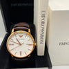 Emporio Armani Men's Rose Gold Watch with Brown Leather Strap (Copy)