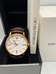 Emporio Armani Men's Rose Gold Watch with Brown Leather Strap (Copy)
