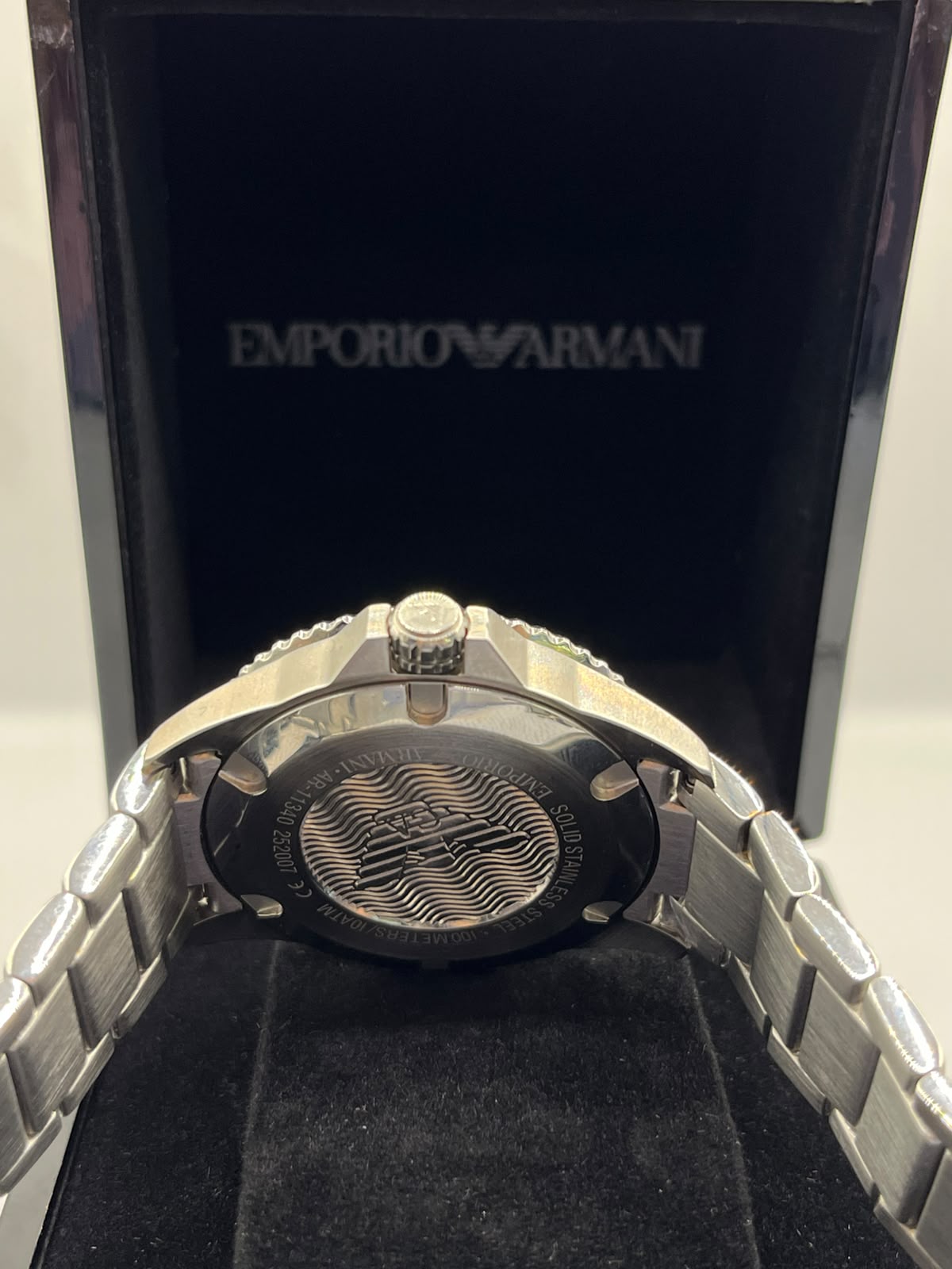 Emporio Armani Chronograph Watch Black Dial Two-Tone Gold & Silver Stainless Steel Bracelet (Copy)