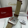 Cartier Santos Watch Silver Dial Dark Brown Leather Strap (Copy)