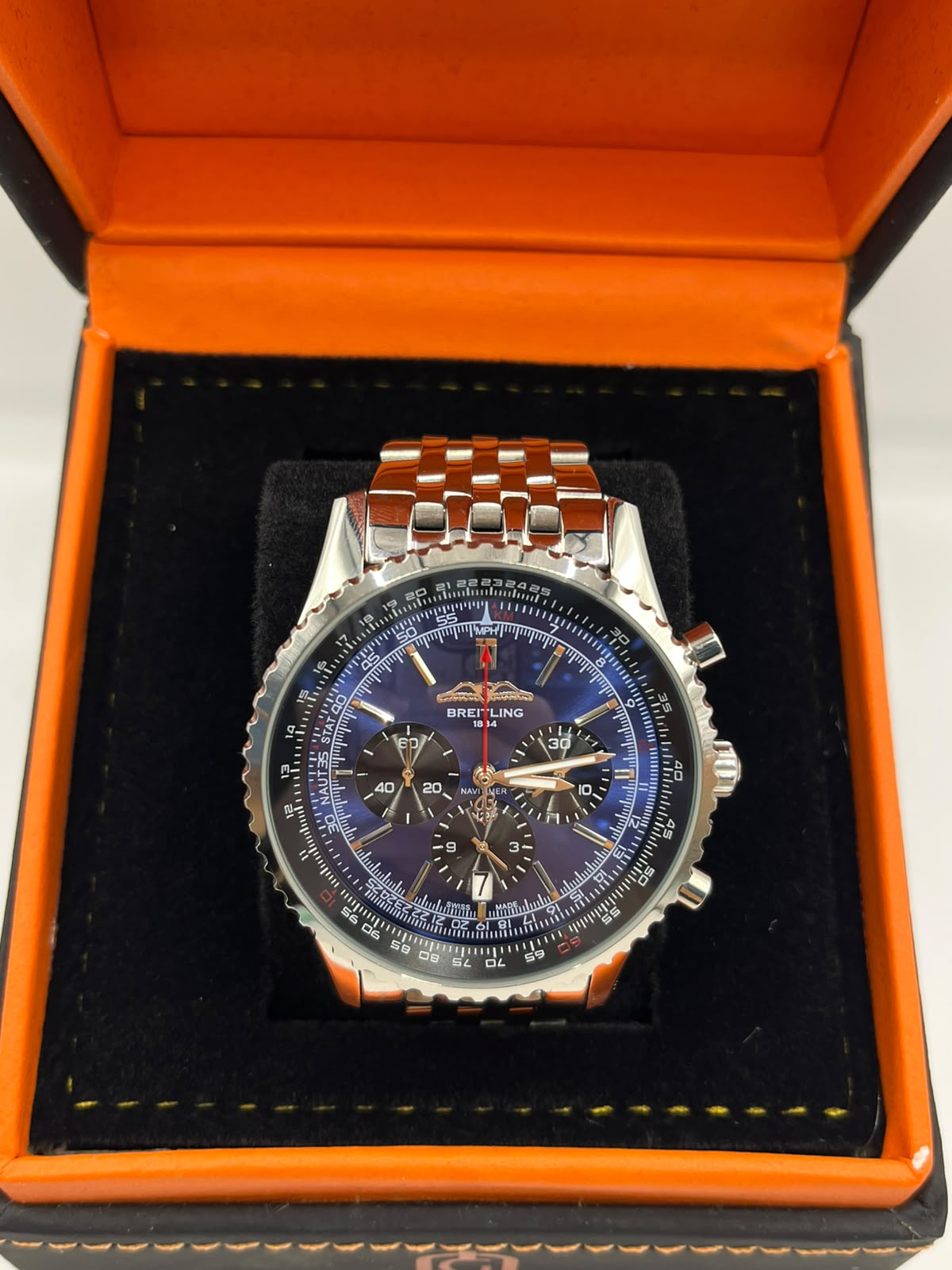 Breitling Navitimer Men's Blue Dial Stainless Steel Watch (Copy)