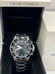 Emporio Armani Diver Chronograph Watch Black Dial Silver Stainless Steel Bracelet (Copy)