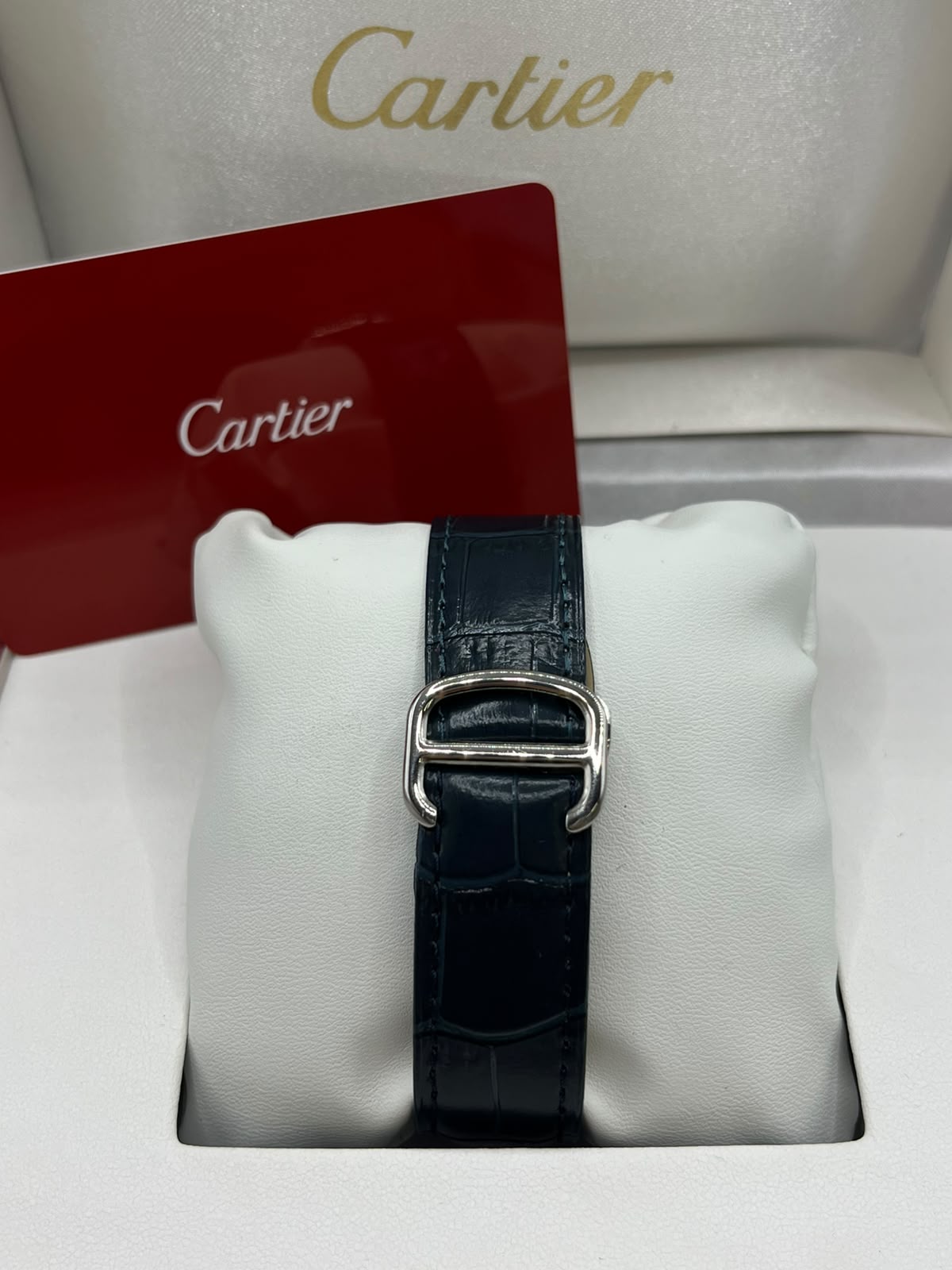 Cartier Ballon Bleu automatique cuir Watch Blue Dial Black Leather Strap (Copy)