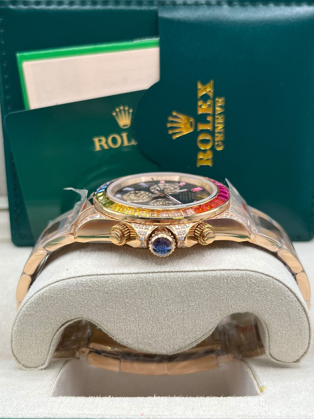 Rolex Day-Date Everose Gold Rainbow Gem-Set (Copy)