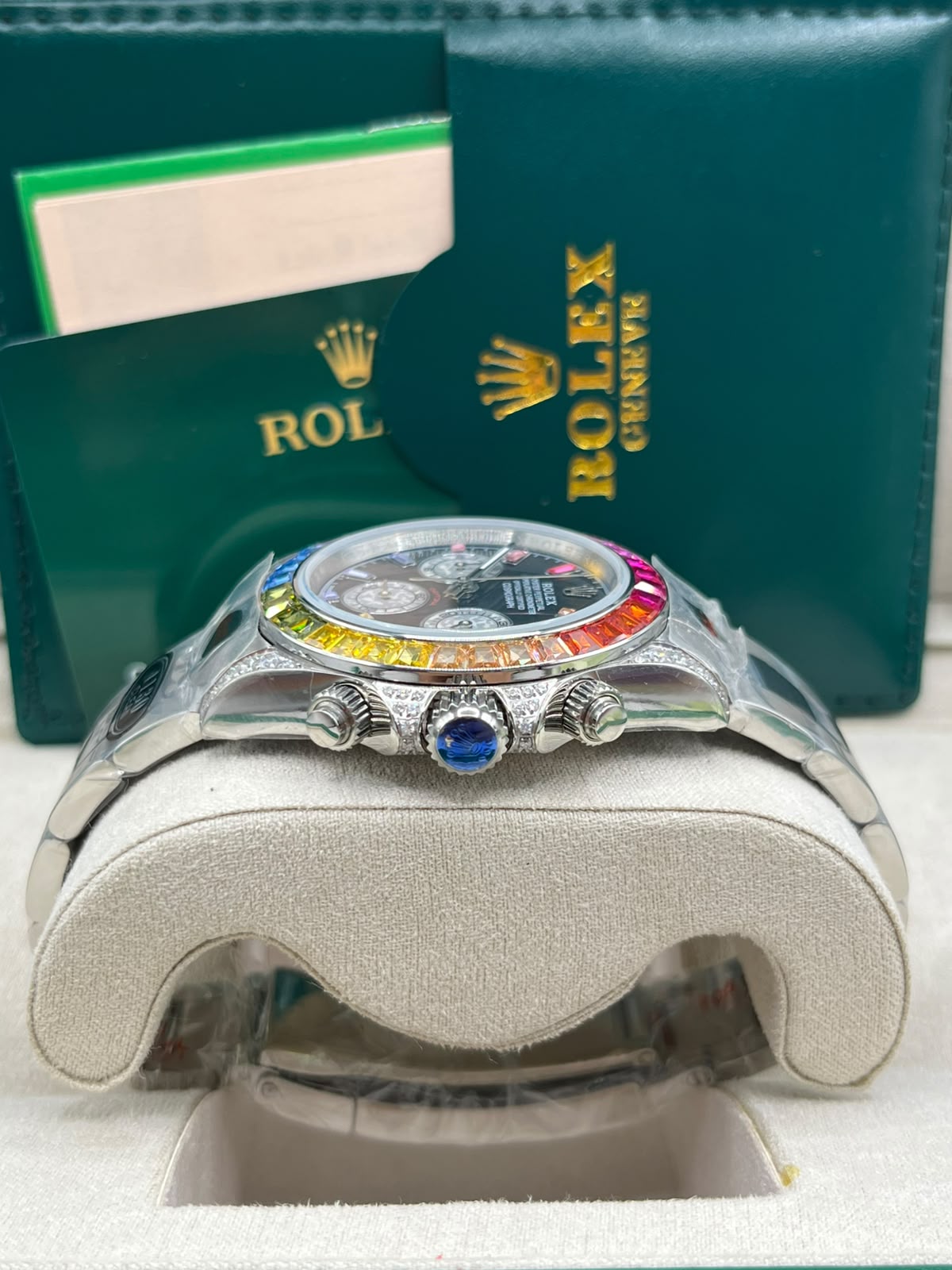 Rolex Day-Date 36 Slate Grey & Rainbow Gem-Set (Copy)