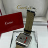 Cartier Santos Watch Silver Dial Black Leather Strap (Copy)