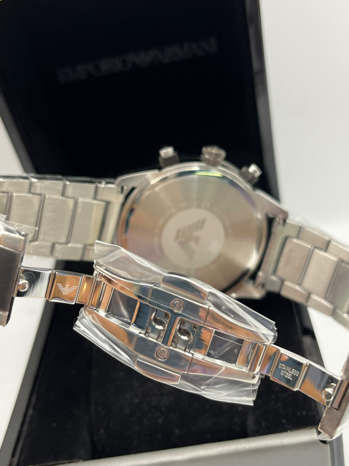 Emporio Armani Chronograph Watch Grey Dial Grey Stainless Steel Bracelet (Copy)