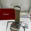 Cartier Santos Watch Silver Dial Light Brown Leather Strap (Copy)