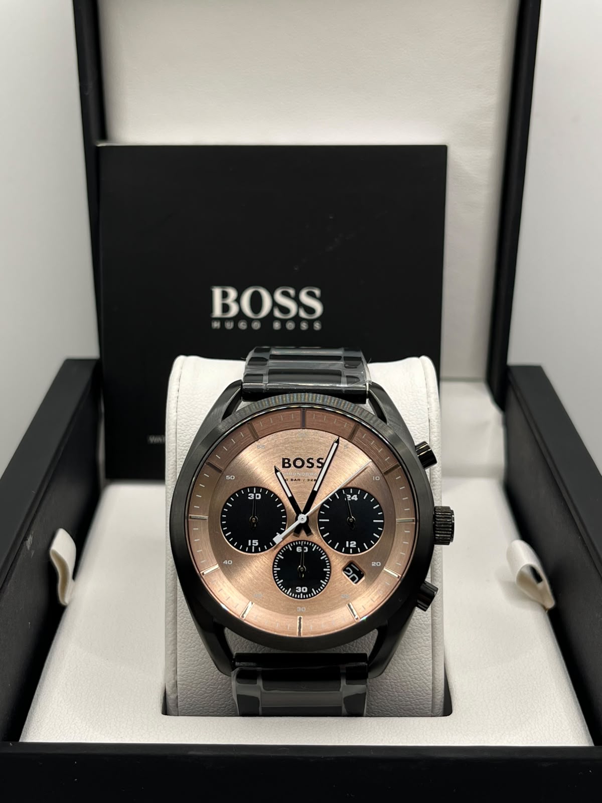 Hugo Boss Men's Watch Black Dial Rose Gold Case(Copy)