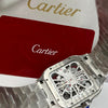 Cartier Santos Skeleton Watch Skeleton Dial Silver Stainless Steel Bracelet (Copy)