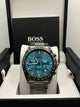 Hugo Boss Men's Light Blue Dial Steel Chrono Watch (Copy)