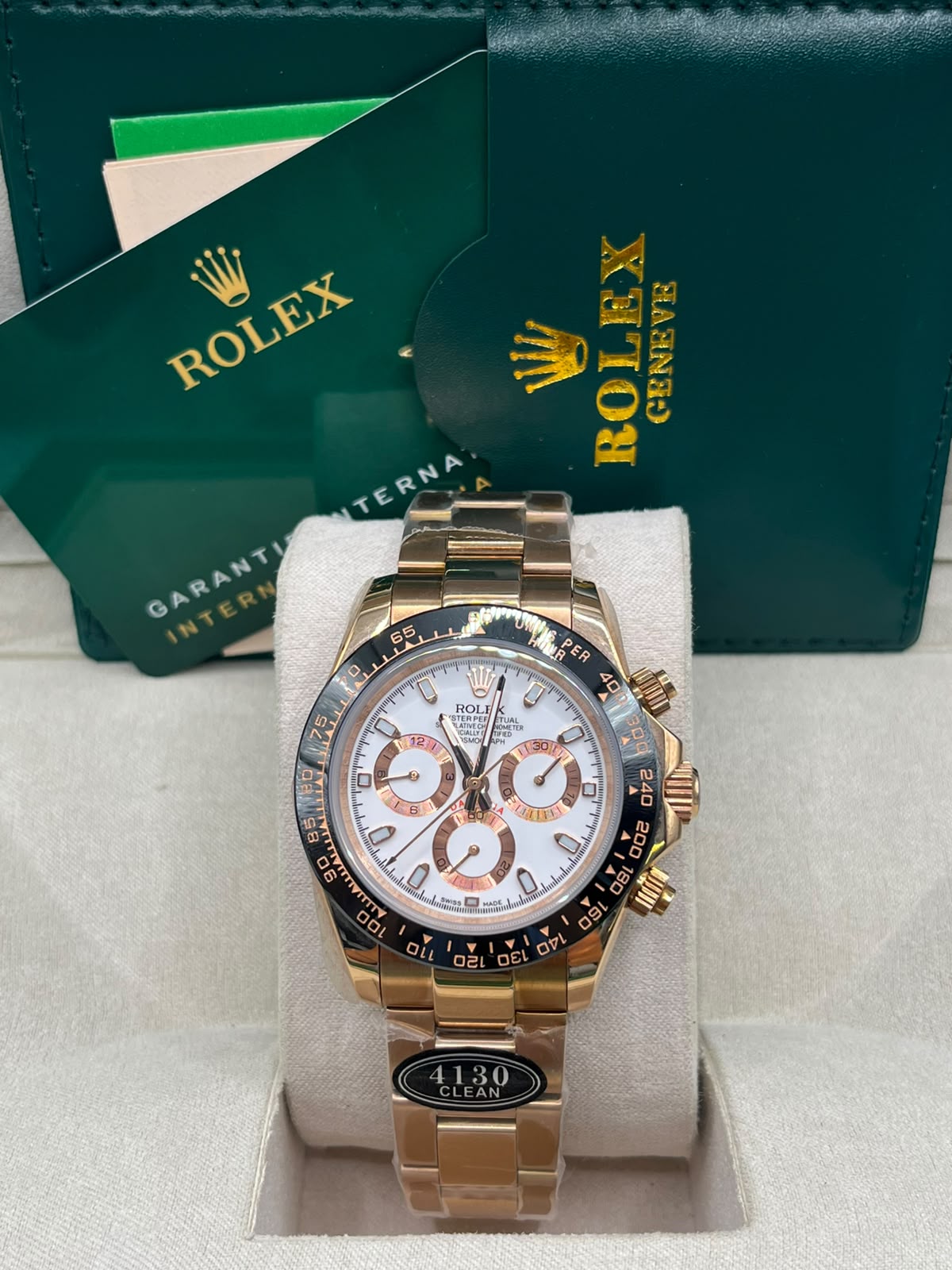 Rolex Cosmograph Daytona White Dial Gold Case Black Bezel (MASTER COPY)