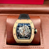 Richard Mille Style Skeleton Gold Black Rubber Watch