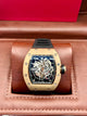 Richard Mille Style Skeleton Gold Black Rubber Watch