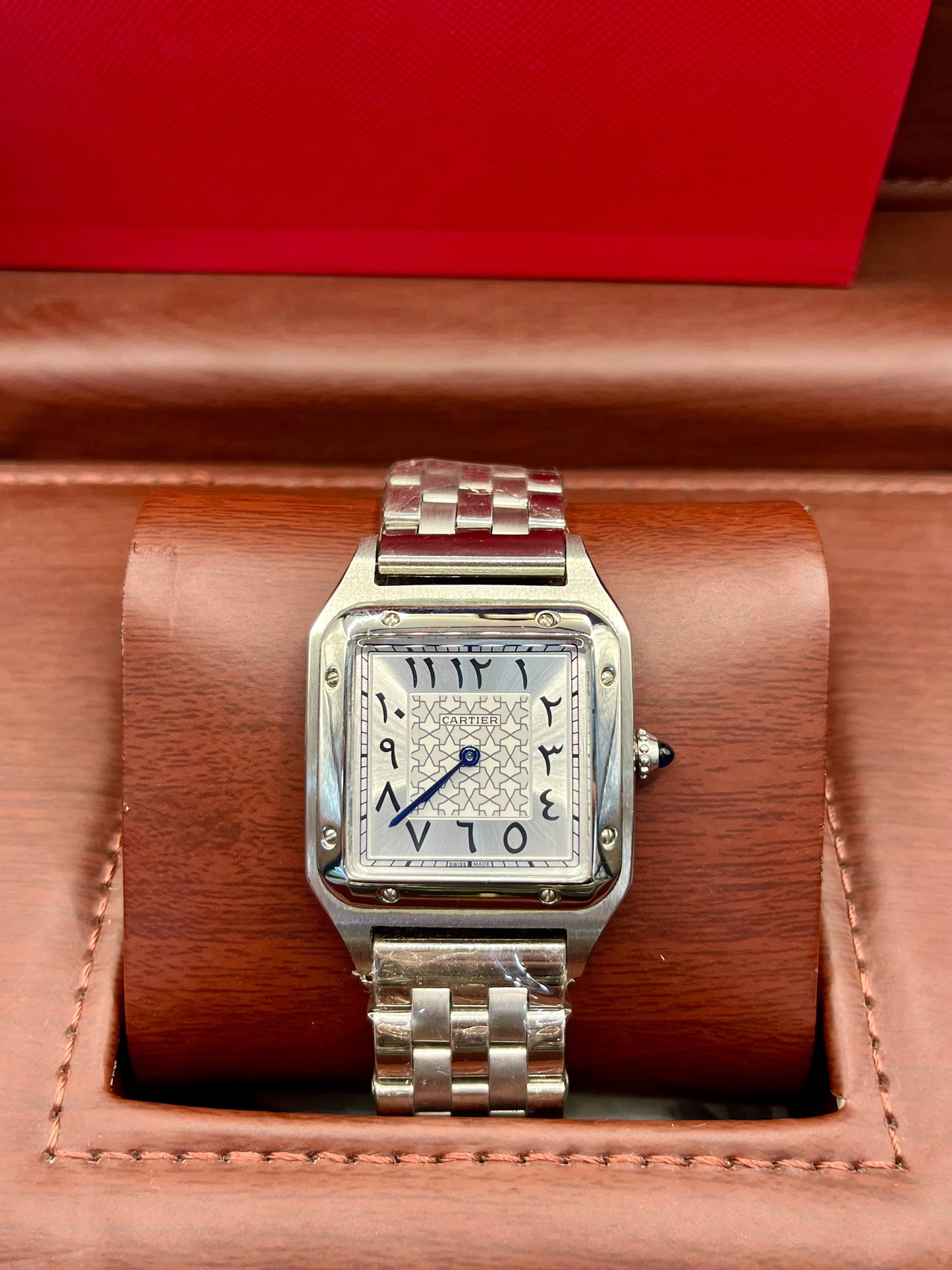 Cartier Santos Arabic Dial Steel Watch