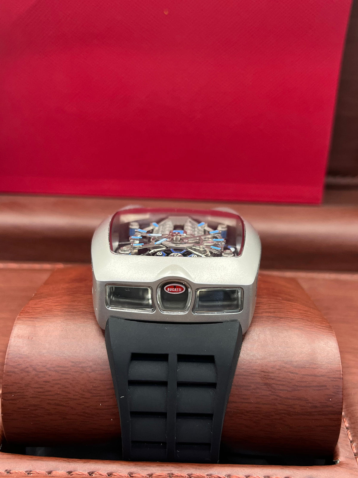 Jacob & Co Bugatti Style Skeleton Silver Blue Watch