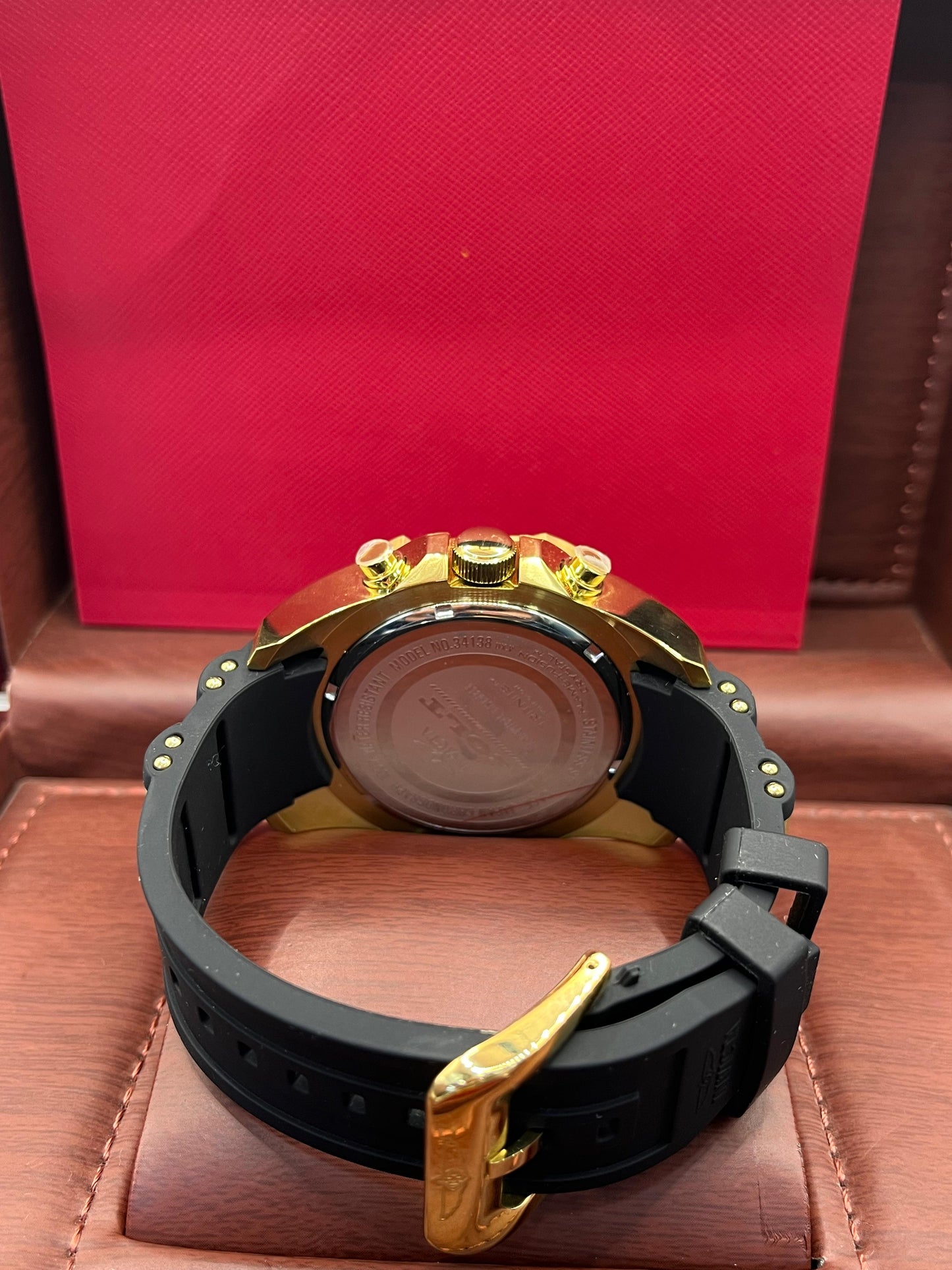Invicta Gold Black Chronograph Watch Original