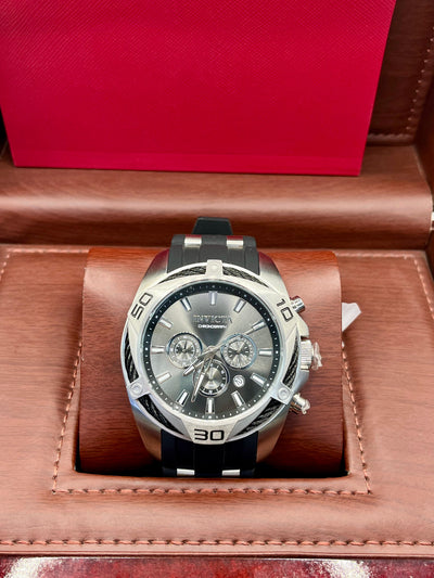 Invicta Silver Black Chronograph Watch