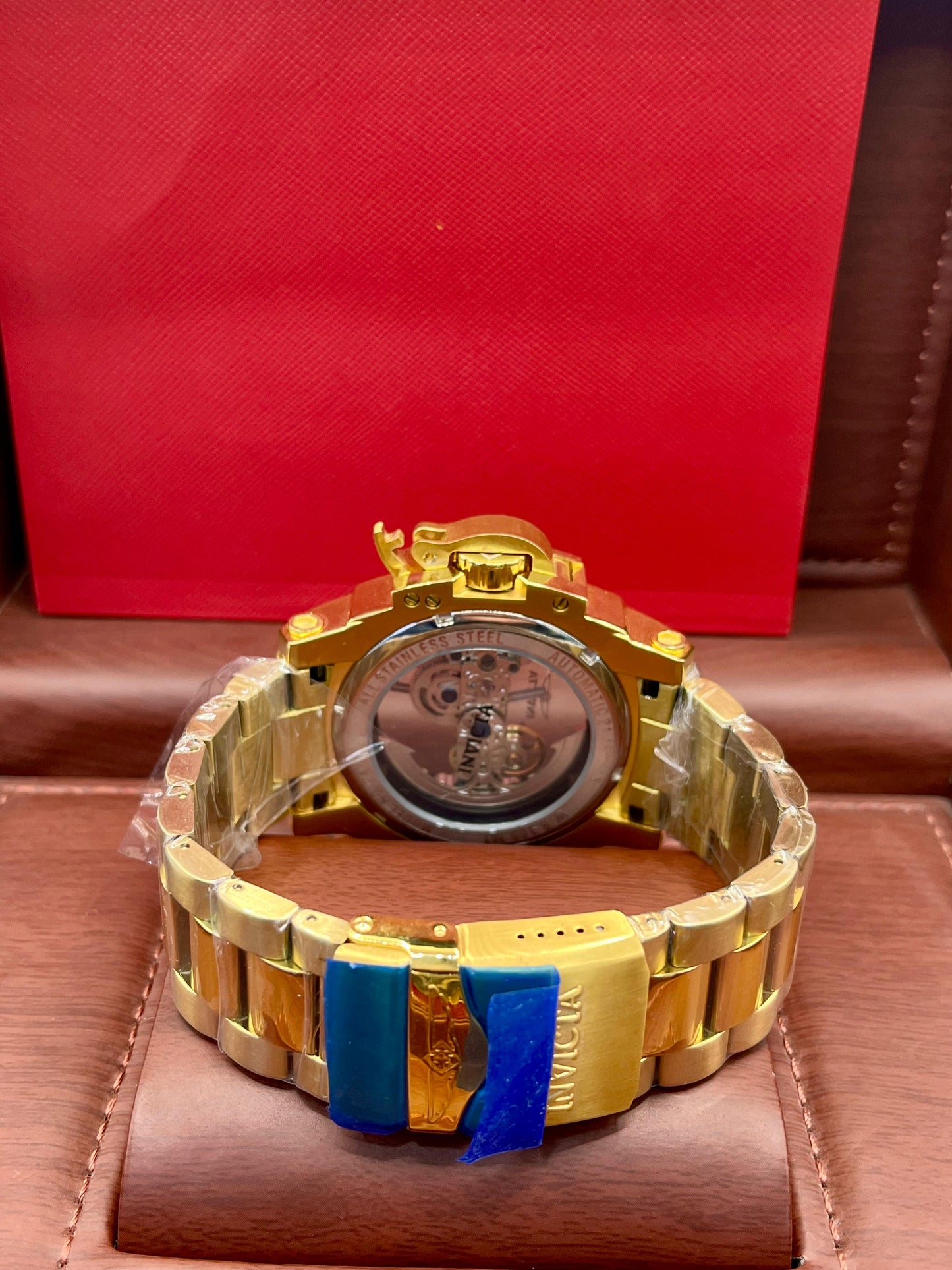 Invicta Gold Skeleton Blue Dial Watch