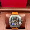 Richard Mille Style Skeleton Orange Rubber Watch