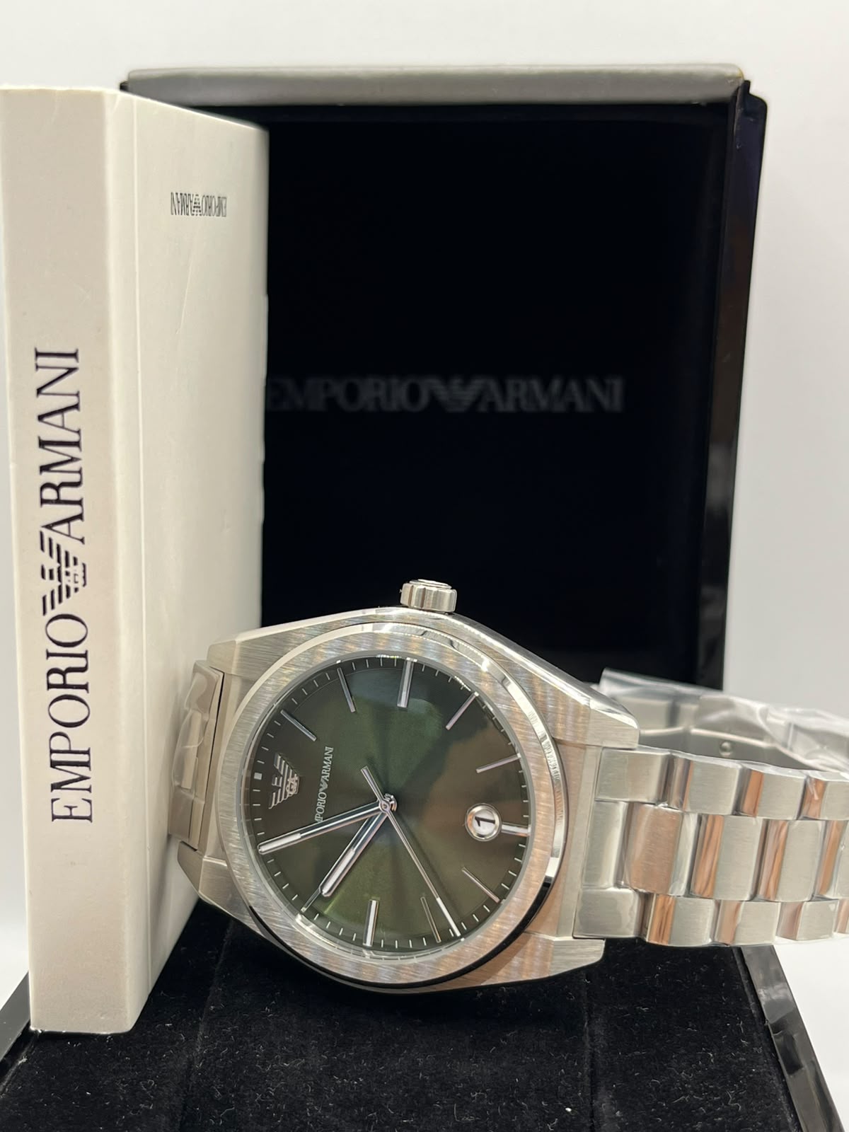 Emporio Armani Green Dial Silver Steel Watch (Copy)