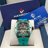 HANBORO Automatic Skeleton Watch Turquoise & Silver (ORIGINAL)