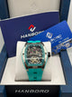 HANBORO Automatic Skeleton Watch Turquoise & Silver (ORIGINAL)