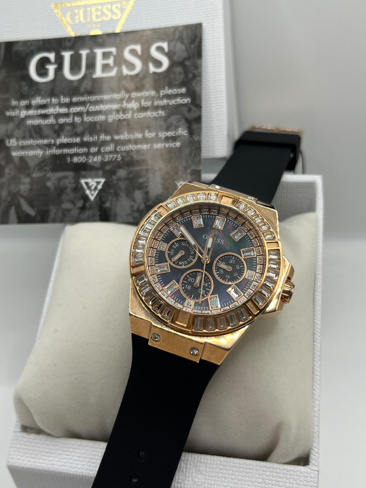 Guess Men's Black Dial Gold Case Silicone Watch (Copy)