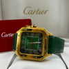 Cartier Santos Watch Green Dial Green Leather Strap (Copy)