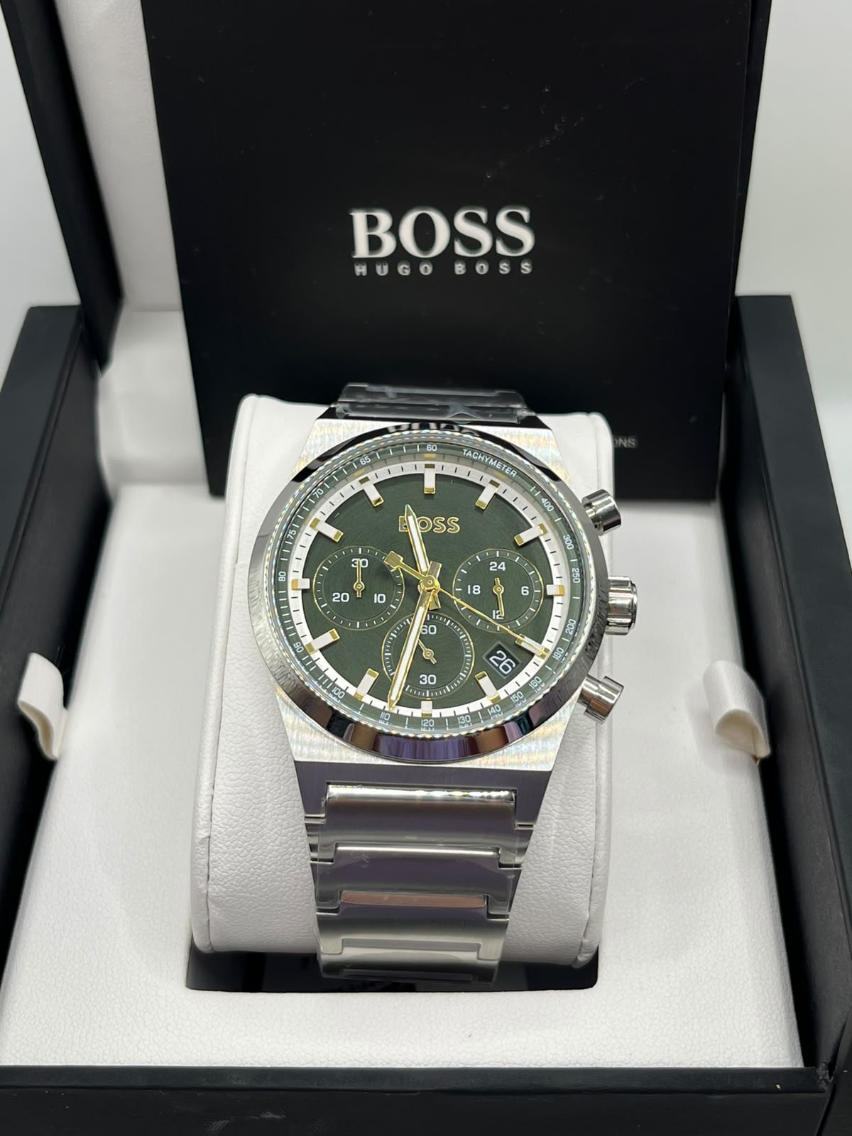 Hugo Boss Men's Green Dial Stainless Steel Watch(Copy)